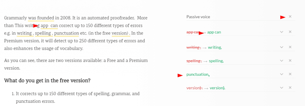 screenshot grammarly